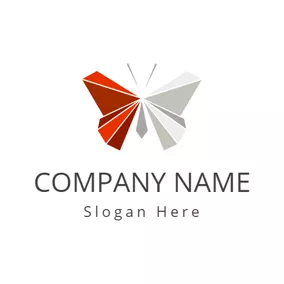Gray Logo 3D Triangle and Butterfly logo design