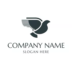Communicate Logo Abstract Black Flying Dove logo design