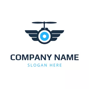 無人機 Logo Abstract Blue Drone Icon logo design