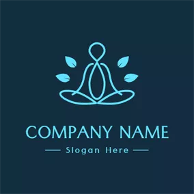 Logo Du Yoga Abstract Blue Leaf and Yoga logo design