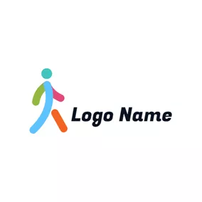 Male Logo Abstract Colorful Man and Walking logo design