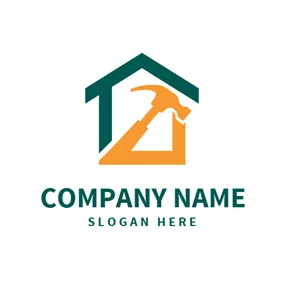 Logotipo Industrial Abstract House and Yellow Hammer logo design