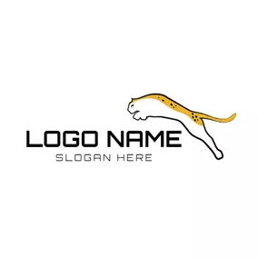 Leopard Logo Abstract Jump Cheetah logo design