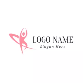 Logo Du Yoga Abstract Pink Yoga Man logo design