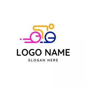 賽跑Logo Abstract Yellow Rider and Bike logo design