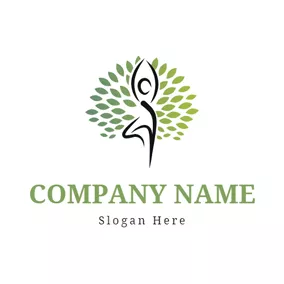Logo Du Yoga Abundant Leaf and Yoga Woman logo design