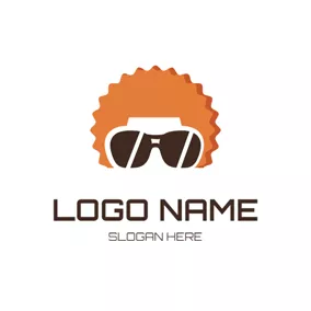 Logótipo Cabelo Afro Hairstyle and Sunglasses Hipster logo design