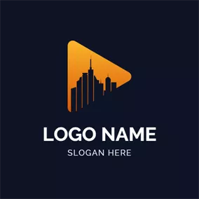 建筑物Logo Architecture and Vlog Play Button logo design