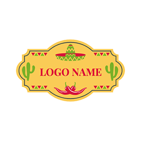 Hot Logo Badge Cactus Mexico Chili logo design
