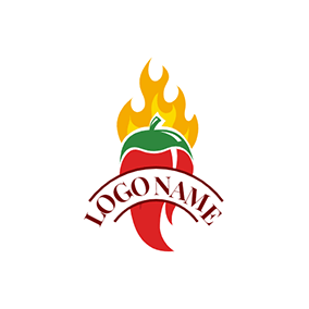 Hot Logo Banner Fire Spicy Chili logo design