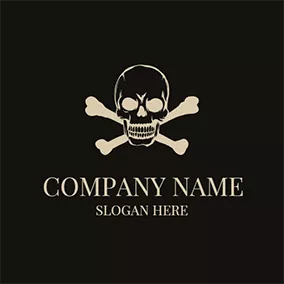 骨のロゴ Beige and Black Skull Icon logo design