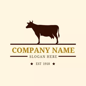Cow Logo Beige and Brown Dairy Cow logo design