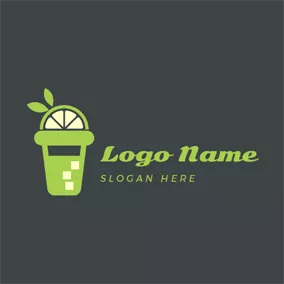 蘇打水logo Beige and Green Juice Cup logo design