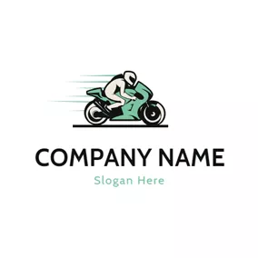 交通機関のロゴ Beige Driver and Green Motorcycle logo design