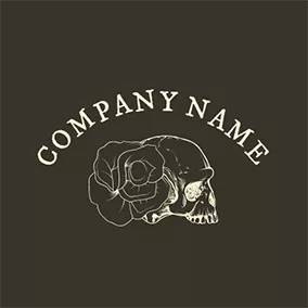 Logotipo Del Mal Beige Rose and Skull Icon logo design