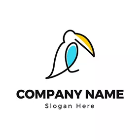 輪廓 Logo Big Beak Abstract Toucan Outline logo design