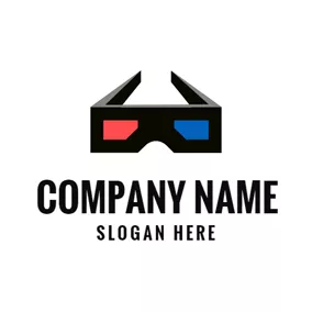 Filming Logo Black 3D Glasses and Movie logo design