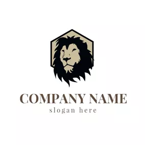 Brave Logo Black and Khaki Lion Face logo design