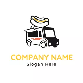 Food Delivery Logo Black and White Dining Car logo design