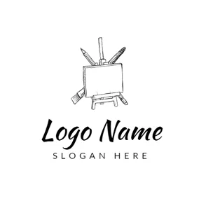 Zeichnen Logo Black and White Drawing Board logo design