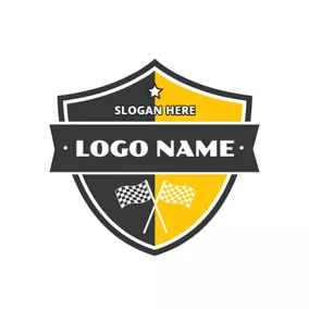 Yellow Logo Black and White Flag logo design