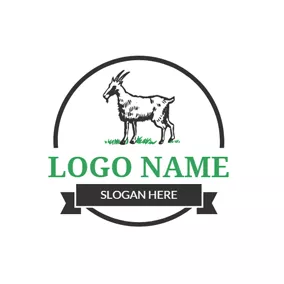 Schaf Logo Black and White Goat logo design