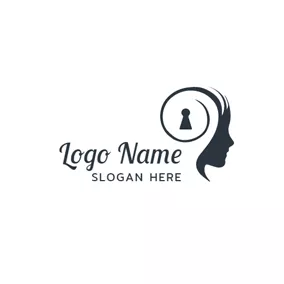 Expert Logo Black and White Human Brain logo design