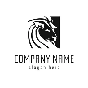 カーブのロゴ Black and White Lion logo design