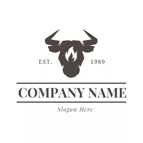 Steakhouse Logo Black Banner and Cow Head logo design