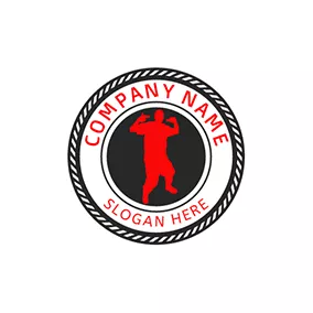 Logótipo Rock Black Circle and Red Rap Singer logo design