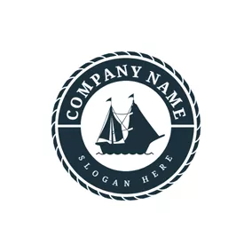 Logótipo De Navio Black Circle and Steamship logo design