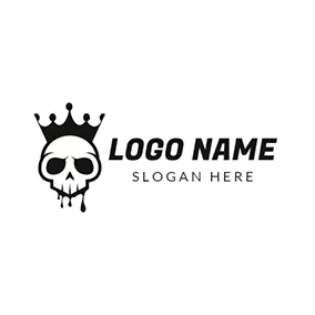 Villain Logo Black Crown and Skull Icon logo design