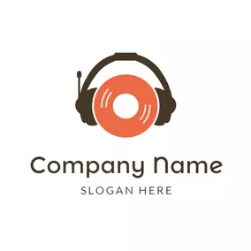 Compact Logo Black Earphone and Red CD logo design
