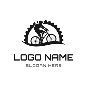 Biking Logo Black Gear and Bike logo design