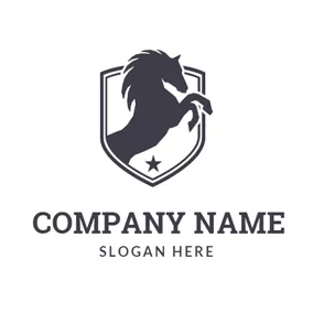 Animal Logo Black Hoof Lifted Horse Badge logo design