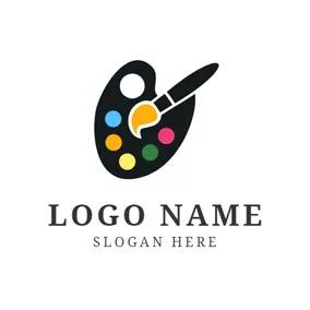 Zeichnen Logo Black Plate and Paintbrush logo design