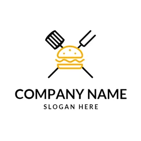 Diner Logo Black Slice and Yellow Burger logo design