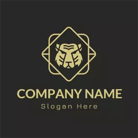 Shape Logo Black Square and Golden Tiger logo design