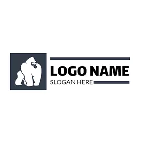 ゴリラロゴ Black Square and White Orangutan logo design