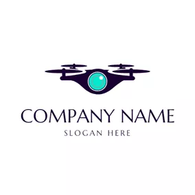 無人機 Logo Blue and Green Drone logo design