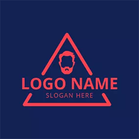 Cool Logo Blue and Red Hipster Man logo design