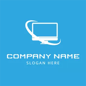 Shape Logo Blue and White Computer logo design