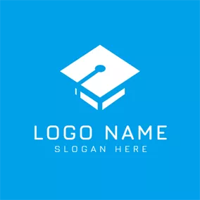 Teacher Logo Blue and White Hat logo design