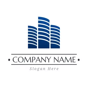 Logotipo De Empresa De Construcción Blue and White Mansion logo design