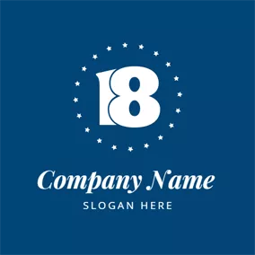 数字ロゴ Blue and White Number Eighteen logo design