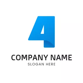 数字ロゴ Blue and White Number Four logo design