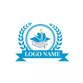 アカデミーロゴ Blue Badge and Gray Book logo design