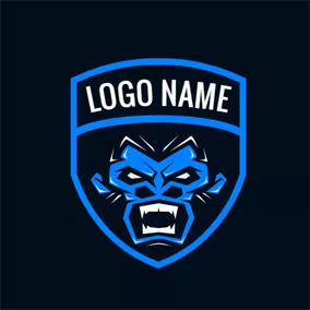 Fighter Logo Blue Badge and Knight logo design