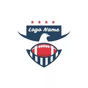 錦標賽 Logo Blue Badge and Red Football logo design