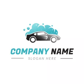 Automotive Logo Blue Bubble and Car logo design